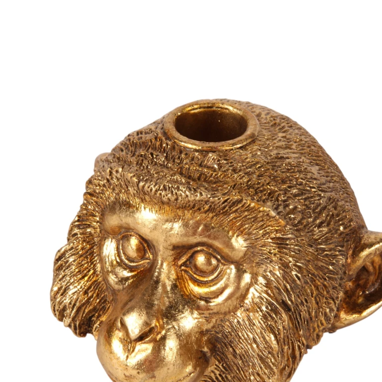 Kandelaber apa - 9 cm - guld - konstharts