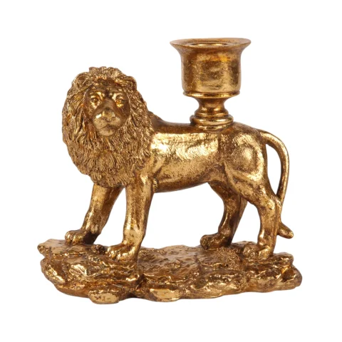 Kandelaar Leeuw 13 cm - Goud - Resin