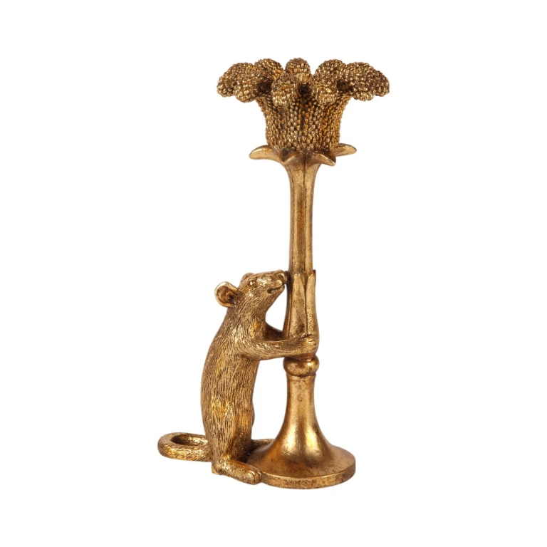Kandelaber Mus - 22,5 cm - guld - konstharts