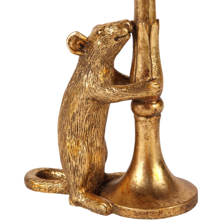 Kandelaber Mus - 22,5 cm - guld - konstharts