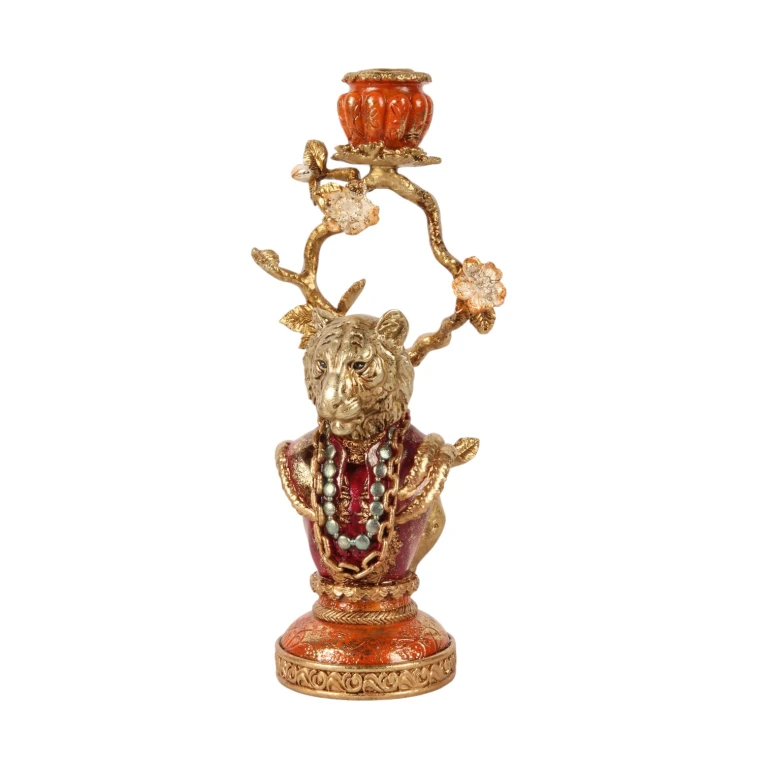 Kandelaber Lejon - 31 cm - guld - konstharts