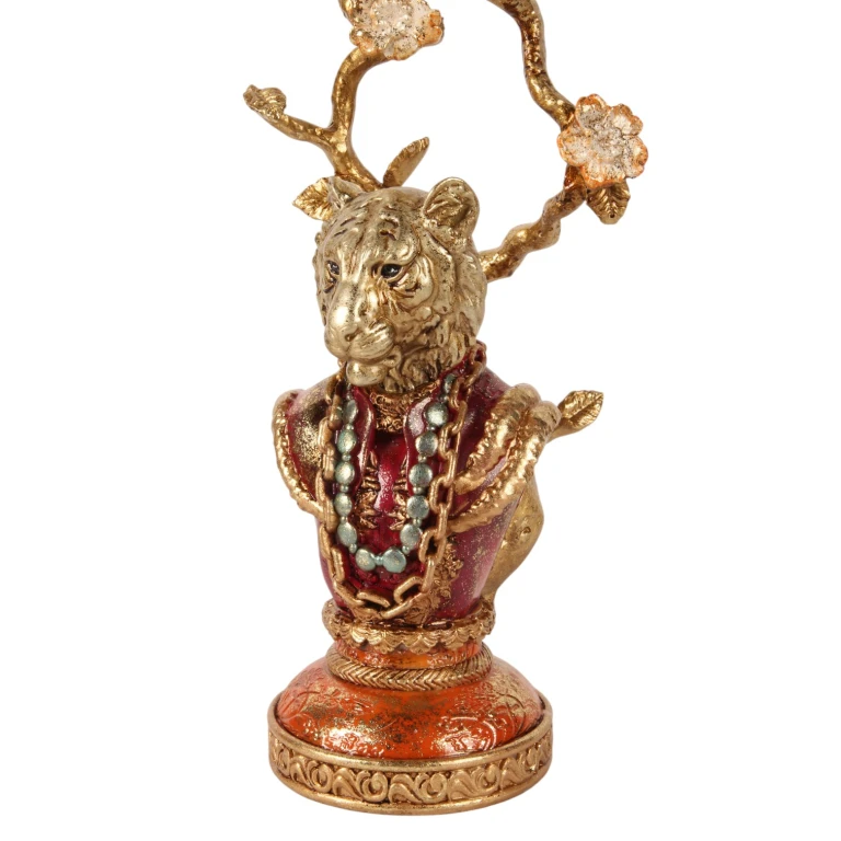 Kandelaber Lejon - 31 cm - guld - konstharts