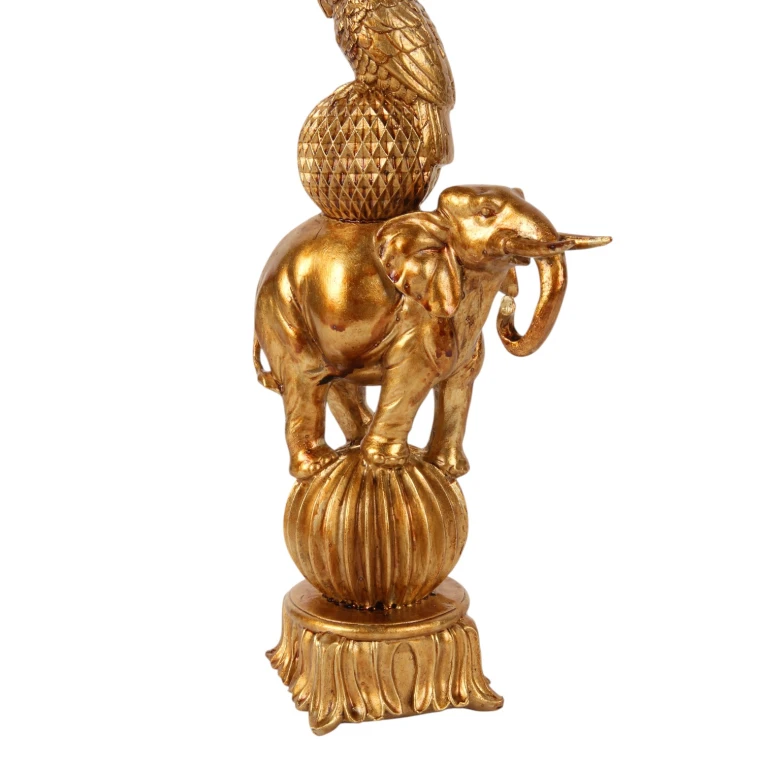 Kandelaber elefant - 27 cm - guld - konstharts