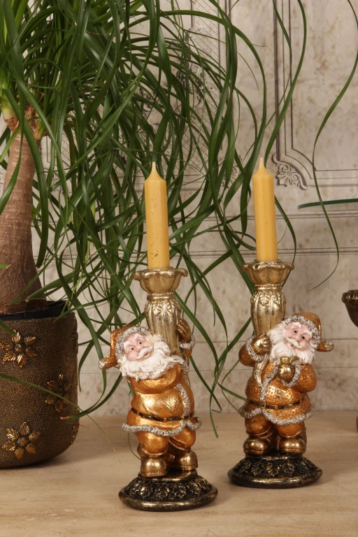 Kandelaber Tomten - 23 cm - guld - konstharts