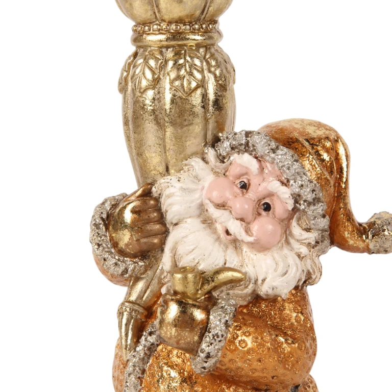 Kandelaber Tomten - 23 cm - guld - konstharts