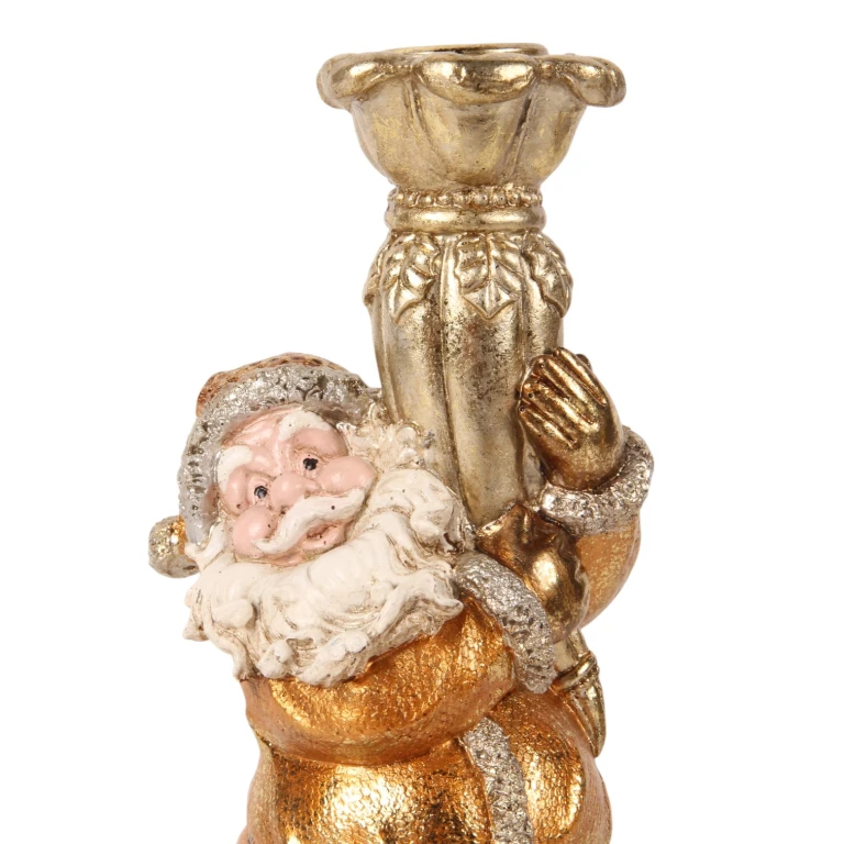 Kandelaber Tomten - 23 cm - guld - konstharts