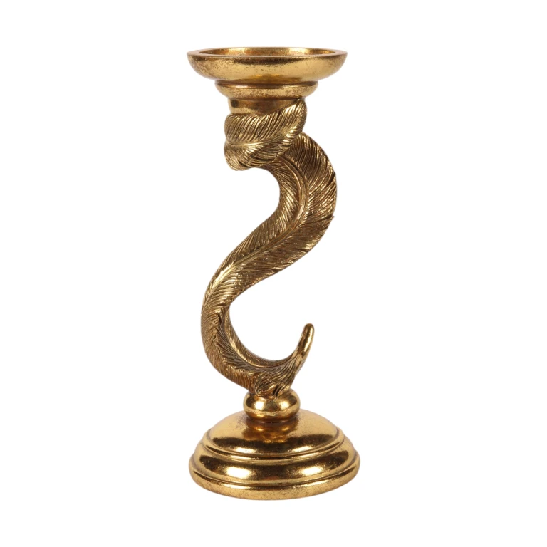 Kandelaber Feather - 26,5 cm - guld - konstharts - 1 styck