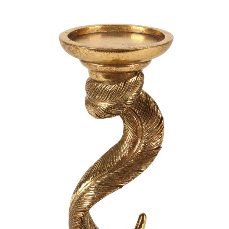 Kandelaber Feather - 26,5 cm - guld - konstharts - 1 styck