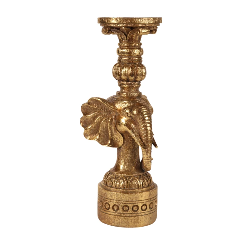 Kandelaber Elefant - 38,5 cm - guld - konstharts
