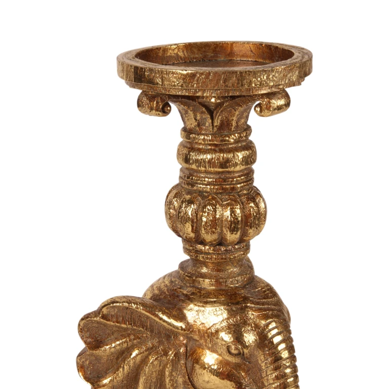 Kandelaber Elefant - 38,5 cm - guld - konstharts