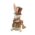 Kaninfigur med trumpet - guld - 17 cm