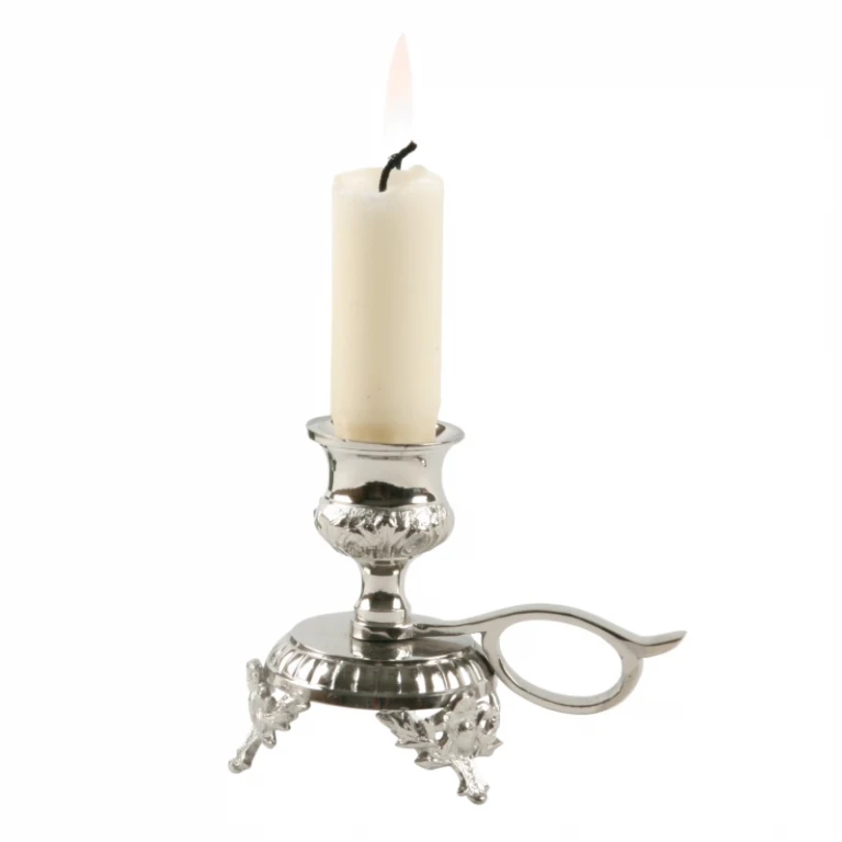 Kandelaber med handtag - 8 cm - silver - mässing