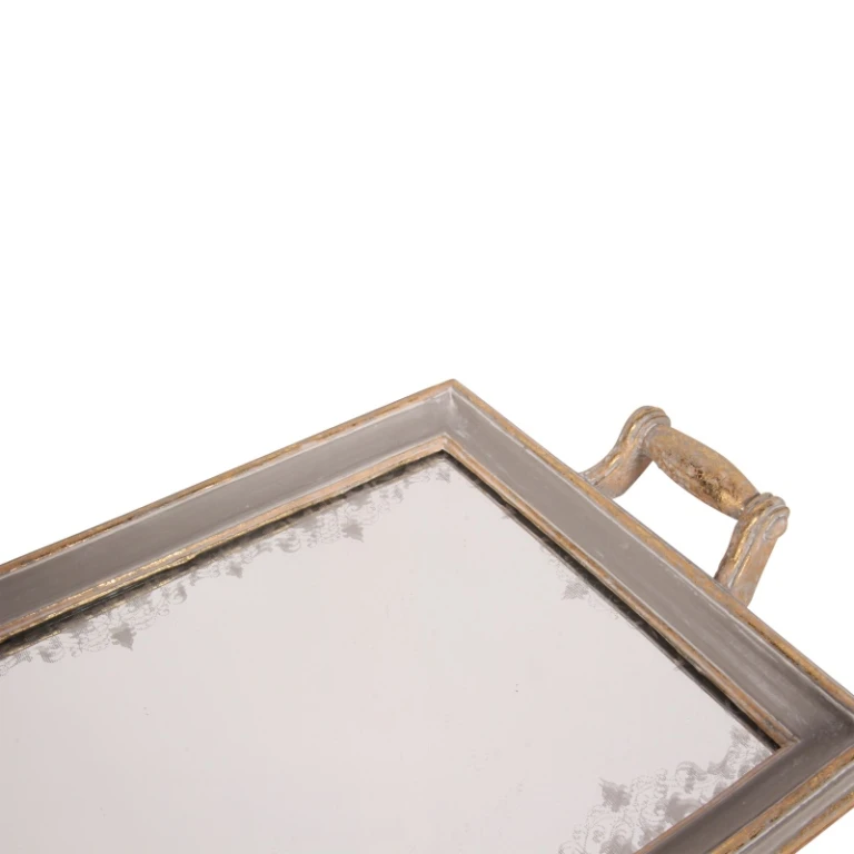 Tray with Mirror - Gray - Resin - 43 cm