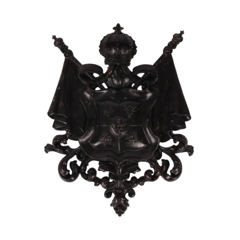 Wapenschild wandornament - zwart - 36,5 cm - kunsthars