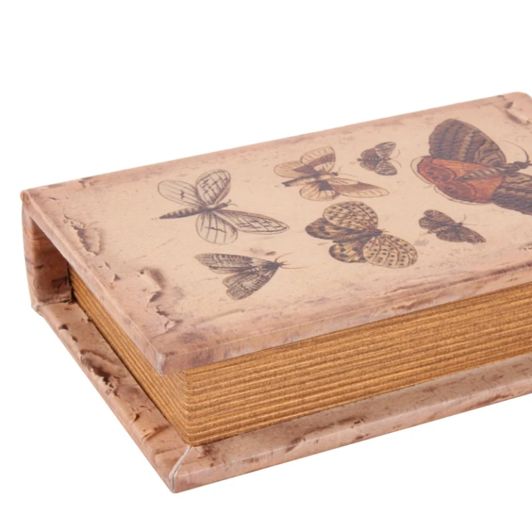 Förvaringslåda bokform - 15 cm - beige - konstläder