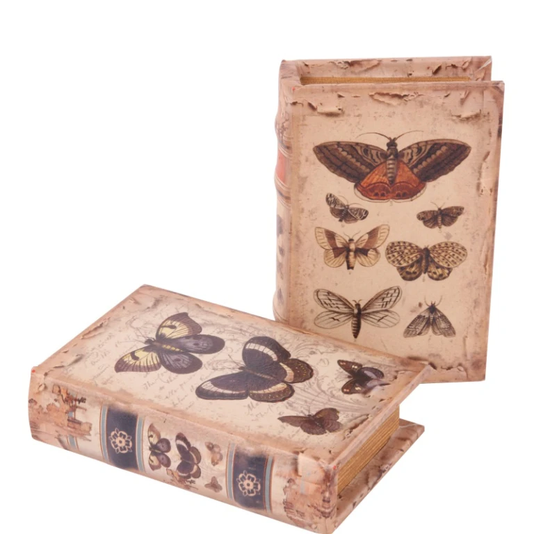 Förvaringslåda bokform - 15 cm - beige - konstläder