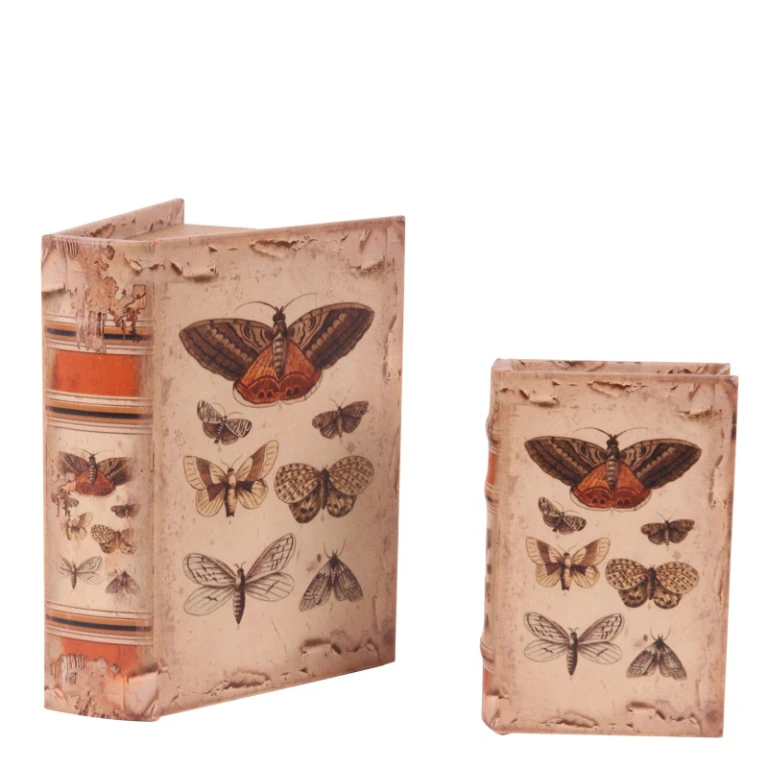 Förvaringslåda bokform - 15 cm - beige - konstläder