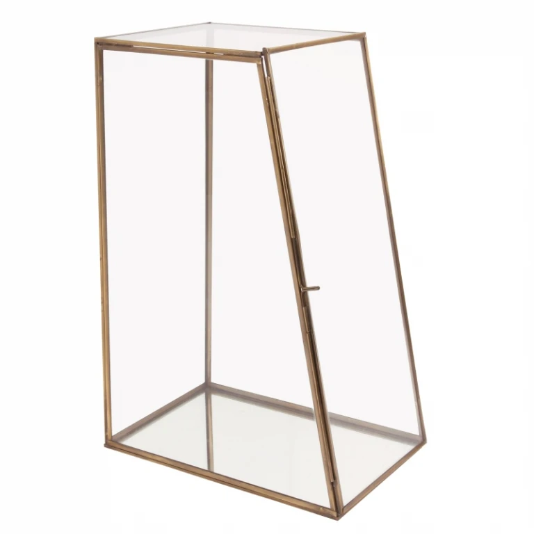Displaybox - mässing och glas - guld - 45 cm - 1 styck