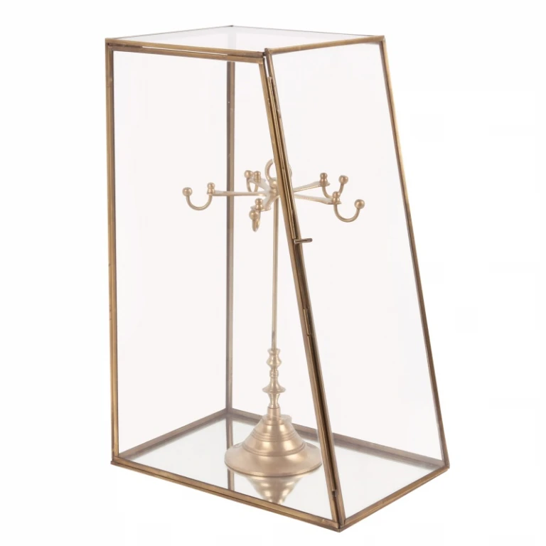 Displaybox - mässing och glas - guld - 45 cm - 1 styck