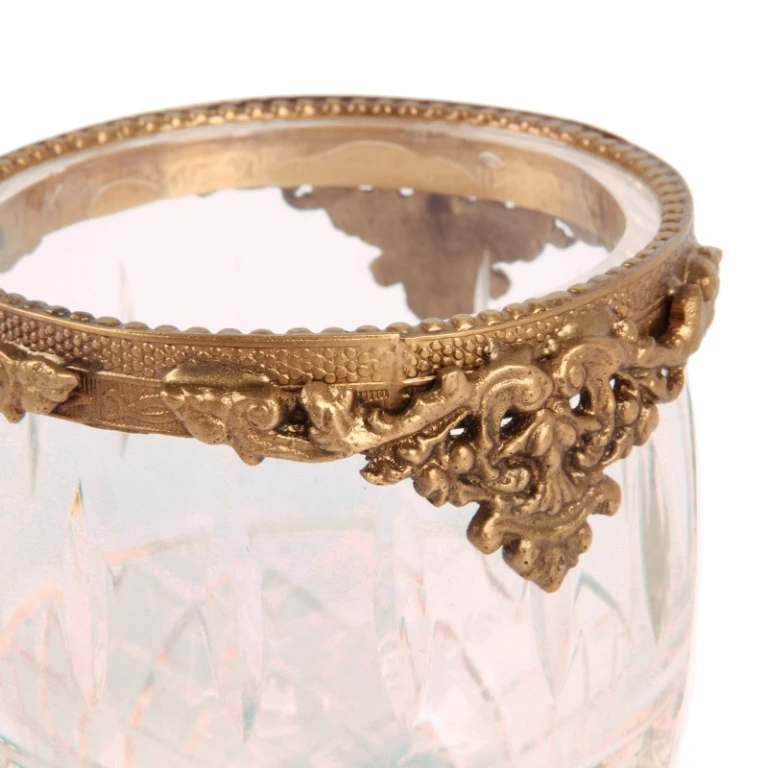 Vaxljushållare - guld - mässing & glas - 10 cm