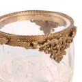 Waxinelichthouder - 10 cm - goud - messing en glas