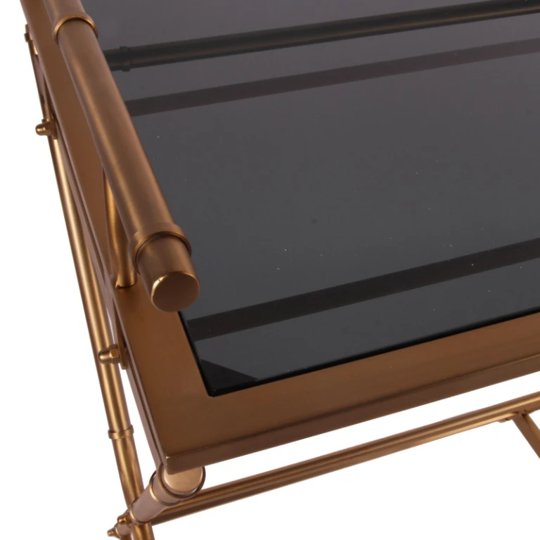 Serveringsbord - guld - glas & stål - 85 cm