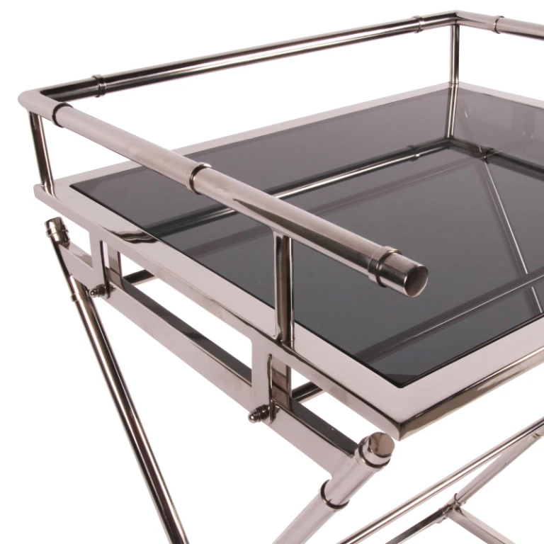 Serveringsbord - silver - glas & stål - 85 cm