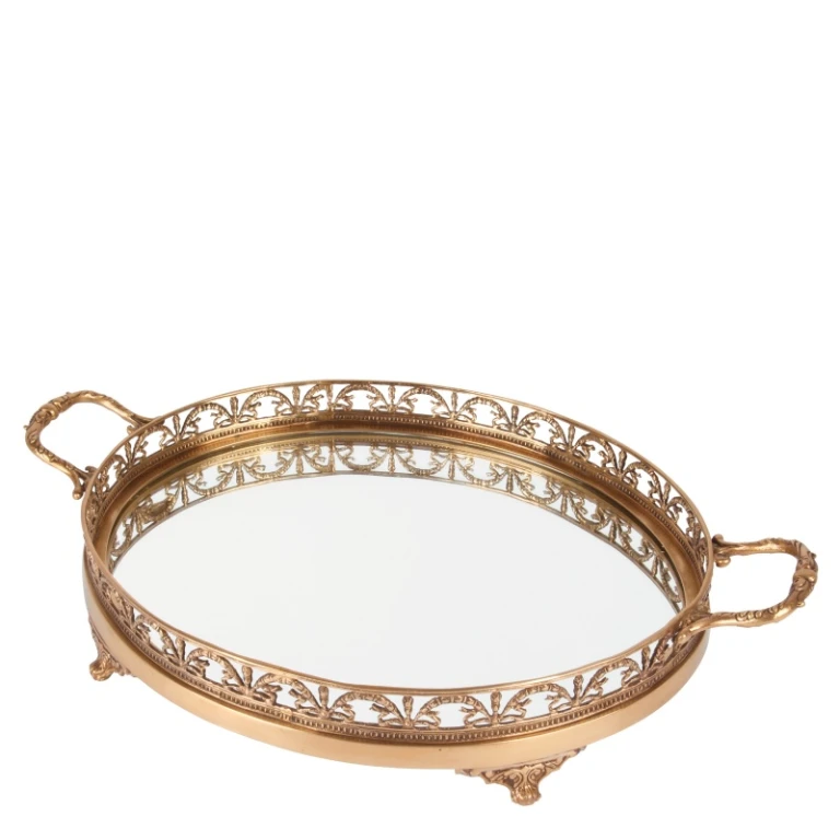 Bricktallrik i guld med spegel - 50 cm