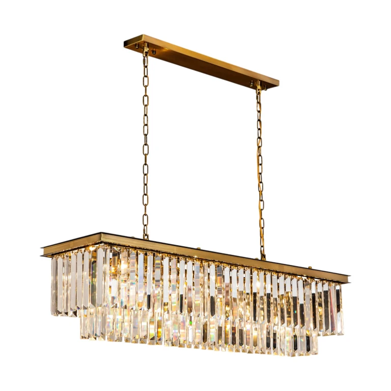 Kronlampa Hilton - guld - glas - 125 cm