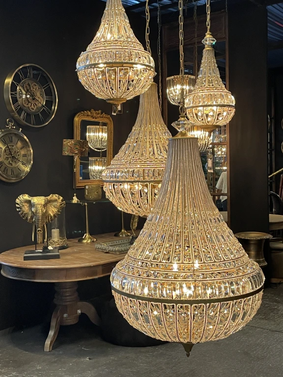 Dutch Style Kristallkrona Colosseo - 80 cm - guld - järn och glas