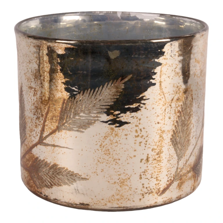 Vaxljushållare blad - silver - glas - 18 cm - 1 styck