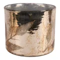 Waxinelichthouder bladeren - zilver - glas - 18 cm