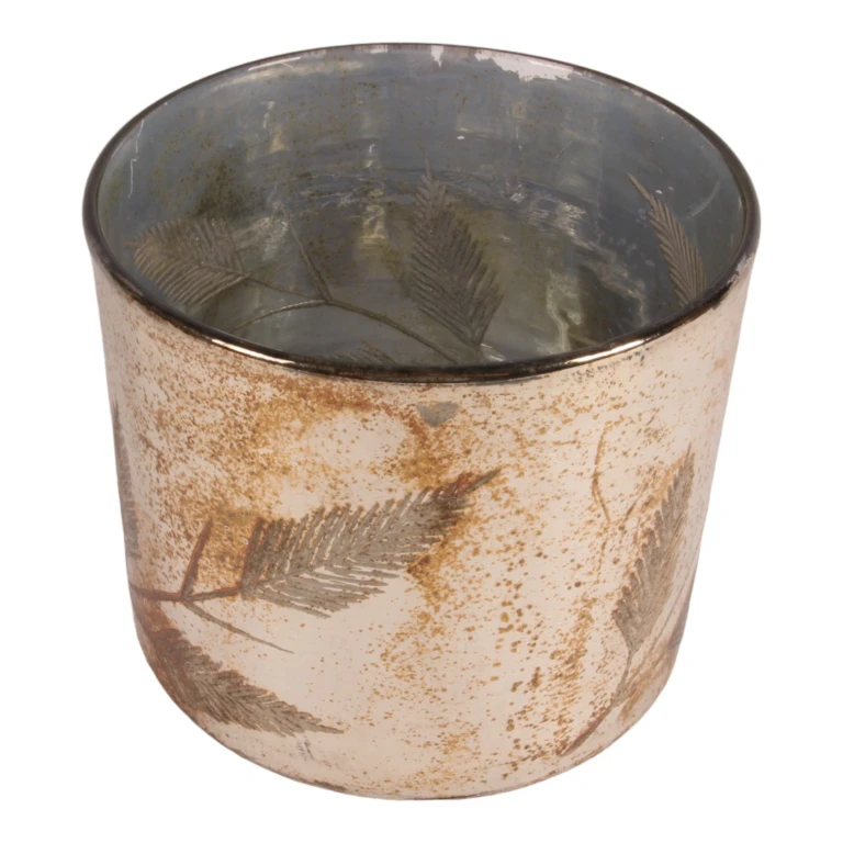 Vaxljushållare blad - silver - glas - 18 cm - 1 styck
