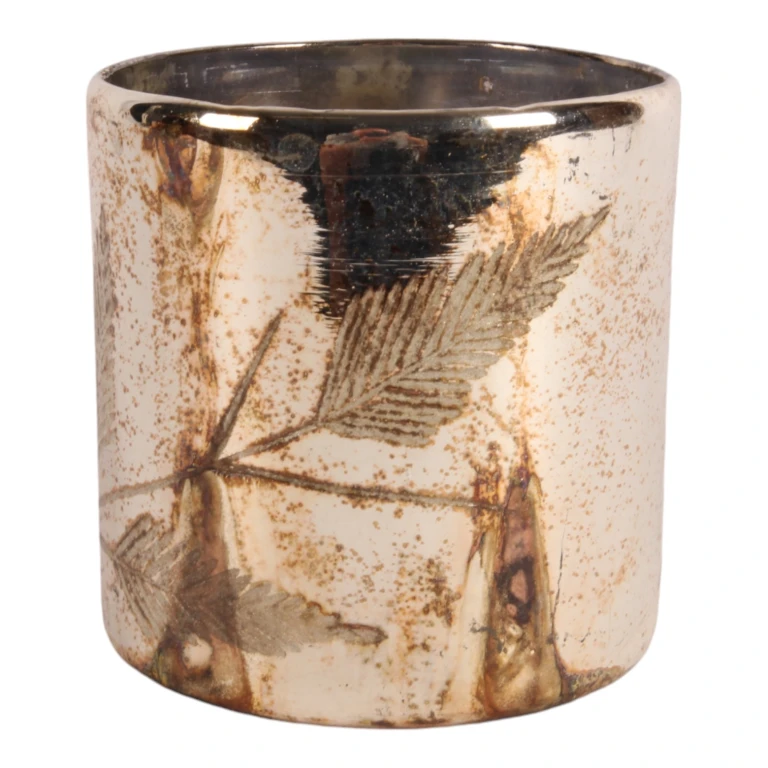 Vaxlyshållare Blad - silver - glas - 12 cm