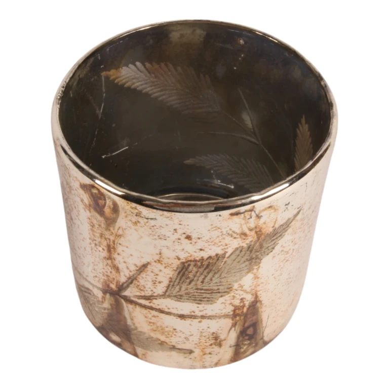 Vaxlyshållare Blad - silver - glas - 12 cm