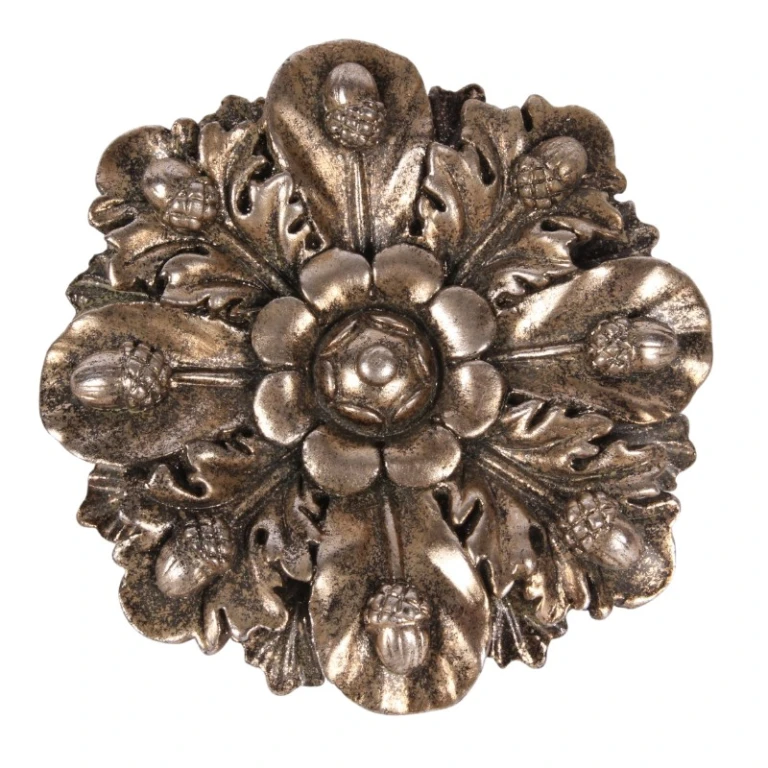Väggornament blomstform - silver - 15 cm - konstharts