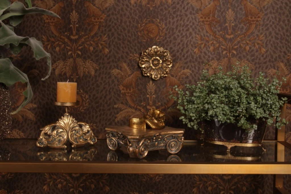 Väggornament Blomma - guld - 15 cm - konstharts