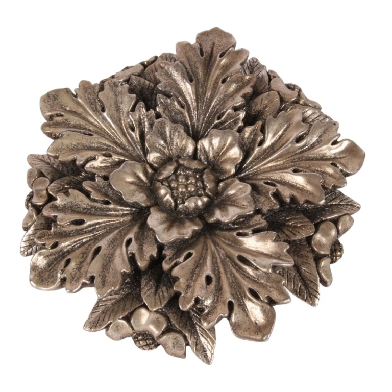 Väggornament Blomma - silver - 25,5 cm - konstharts