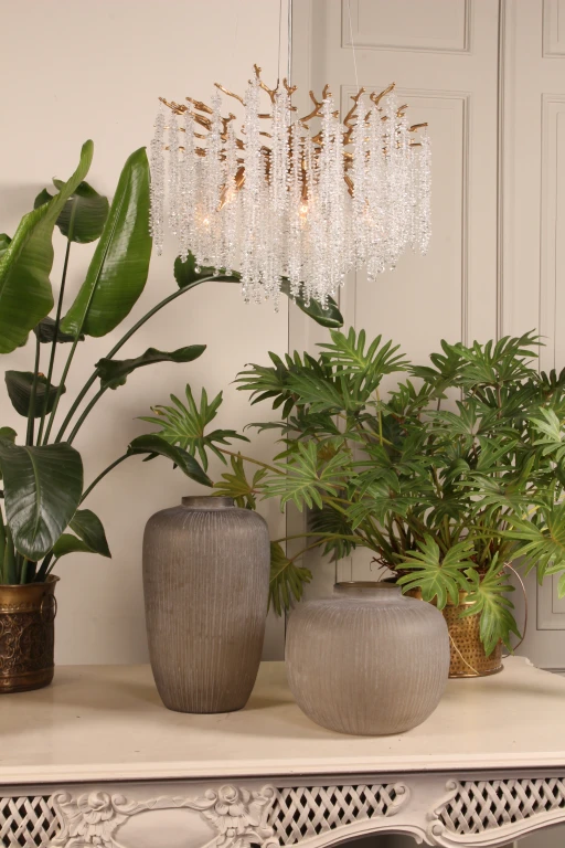 Dutch Style Kroonlampa Waterfall - 45 cm - guld - glas