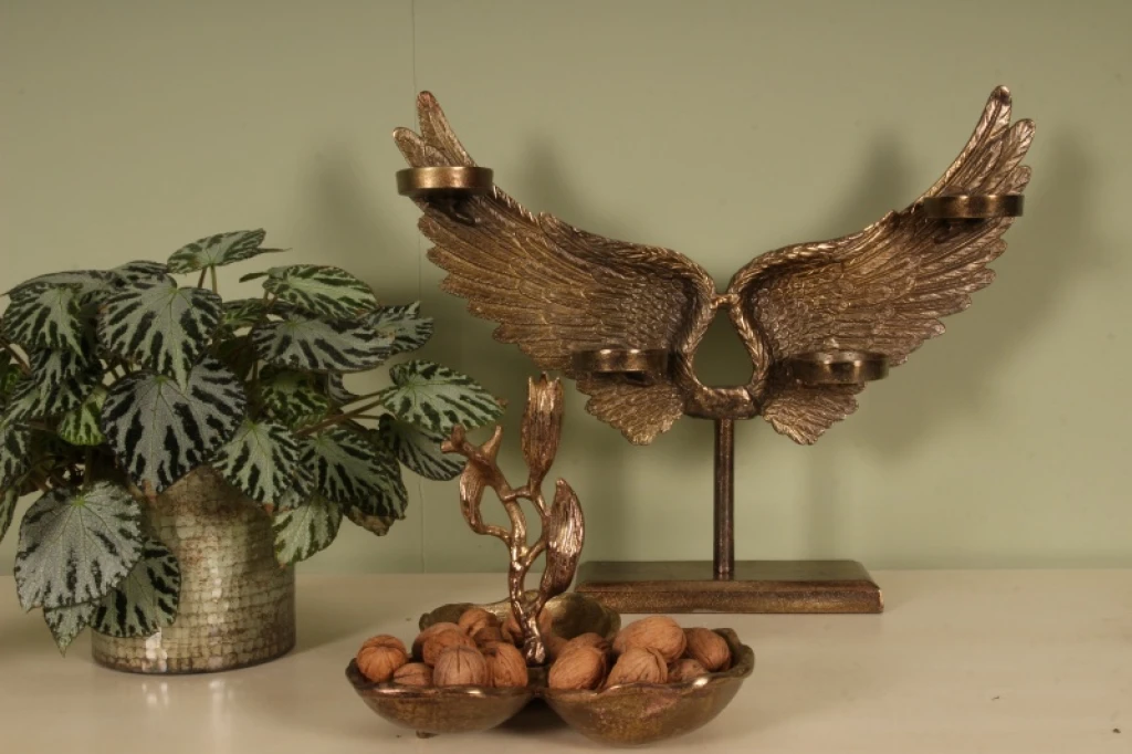 Dekorativa skålar - guld - aluminium - set om 3 stk - 24 cm