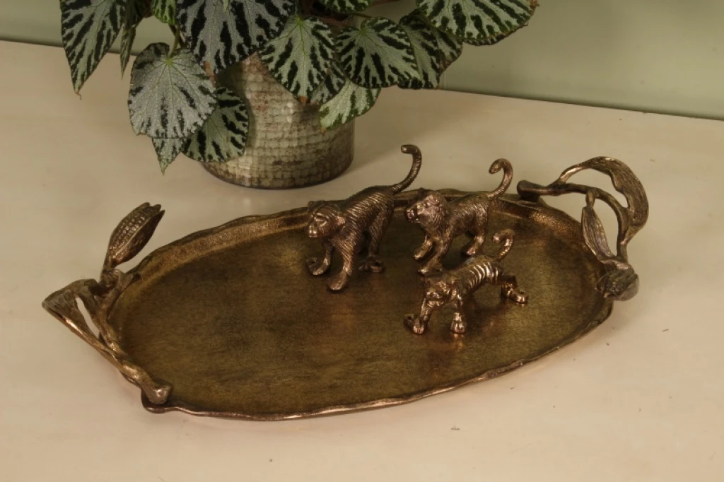 Väggkrok tiger - 12 cm - guld - aluminium