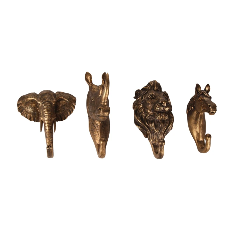 Väggkrok Noshörning - guld - 18,5 cm