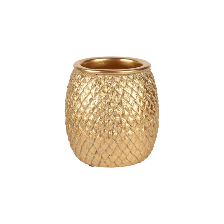 Vas Skalf - 9,5 cm - guld - konstharts