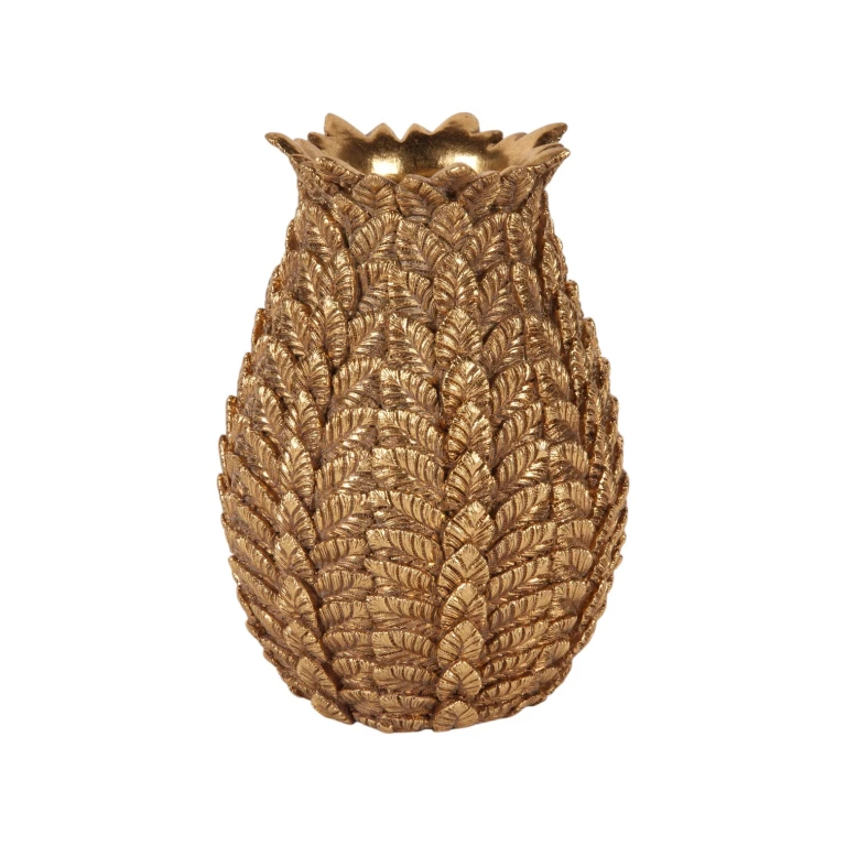 Vas Blad - 21 cm - guld - konstharts