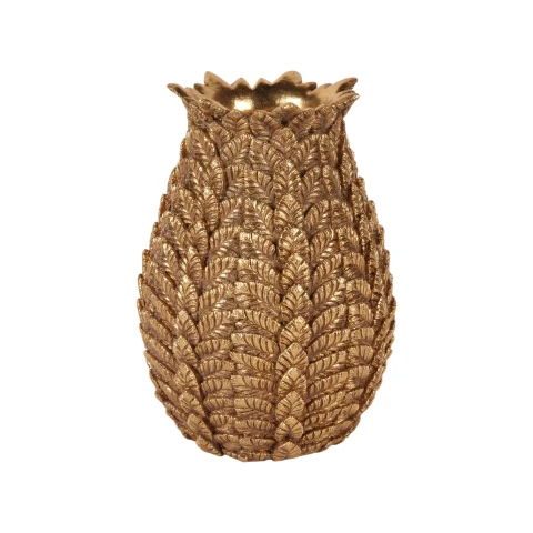 Vaas Bladeren - 21 cm - goud - kunsthars