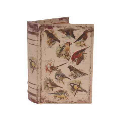 Opbergdoos boekvorm - 15 cm - beige - kunstleer - 1 stuk
