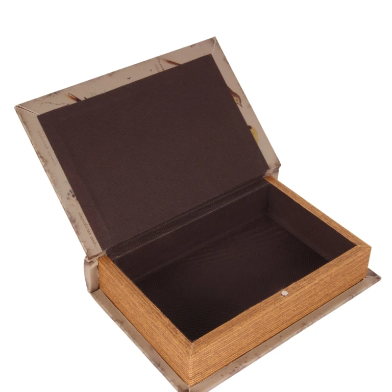 Förvaringslåda bokformad - 20 cm - beige - konstläder - 1 styck