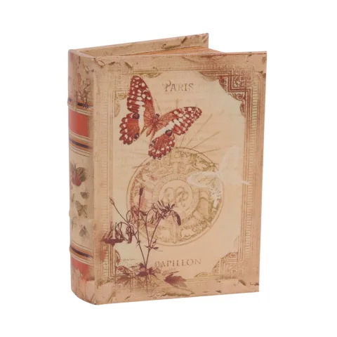 Opbergdoos boekvorm - 20 cm - beige - kunstleer