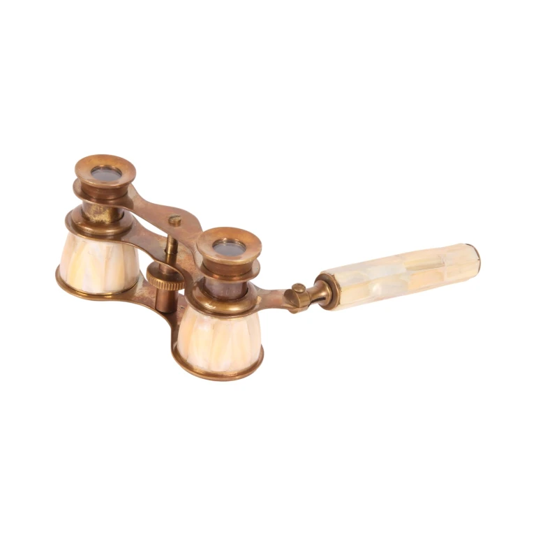 Dekorativ kikare – guld/vitt – mässing – 18 cm