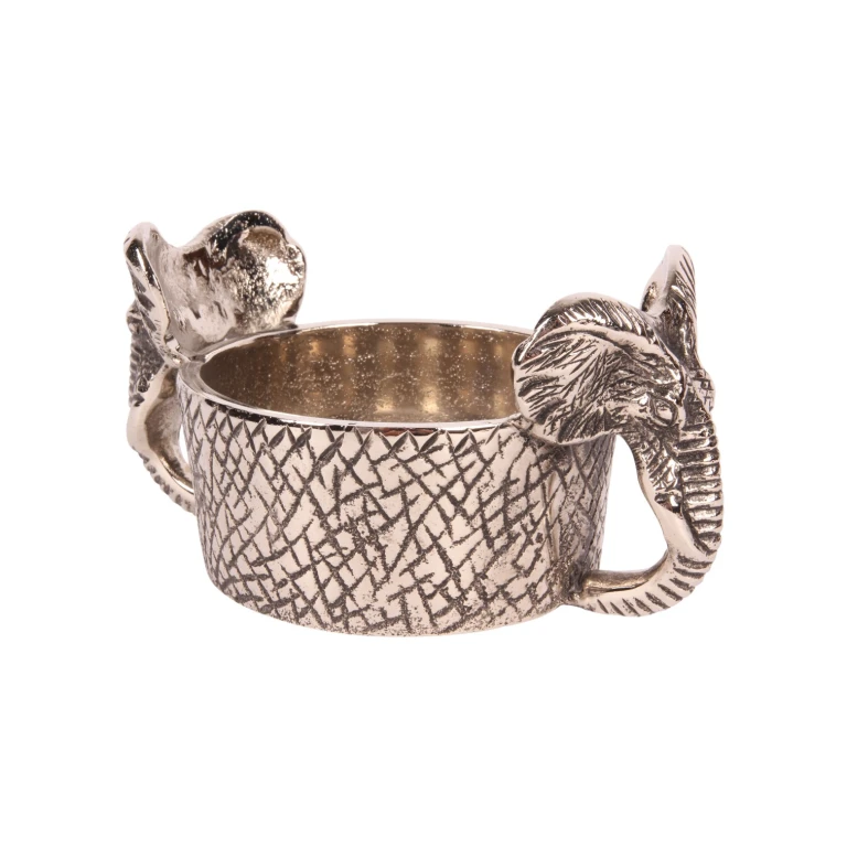 Flaskhållare elefant - 9 cm - silver - aluminium - 1 st